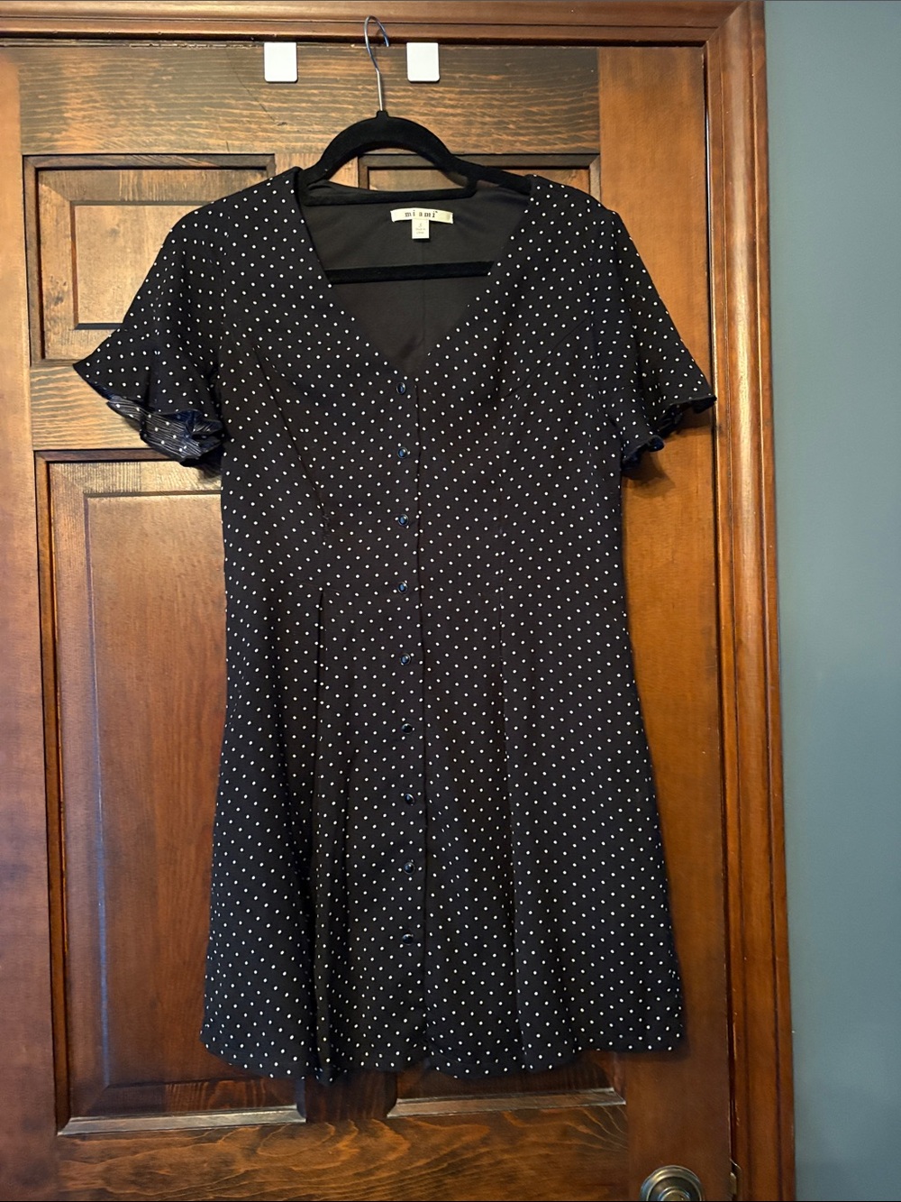 miami Black Dress with White Polka Dots sz s